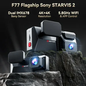 F77 STARVIS 2 4K+4K Dual IMX678 Voice Control 5.8GHz High Speed WIFI Dash Cam