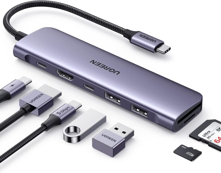 UGREEN Revodok 1071 USB C Hub 7-in-1 with 5Gbps 3.0 Data Ports, PD 100W Charging, 4K HDMI, SD/TF Card Reader, USB C Multiport Adapter for MacBook Pro/Air M1/M2 iPad Pro/Air Surface